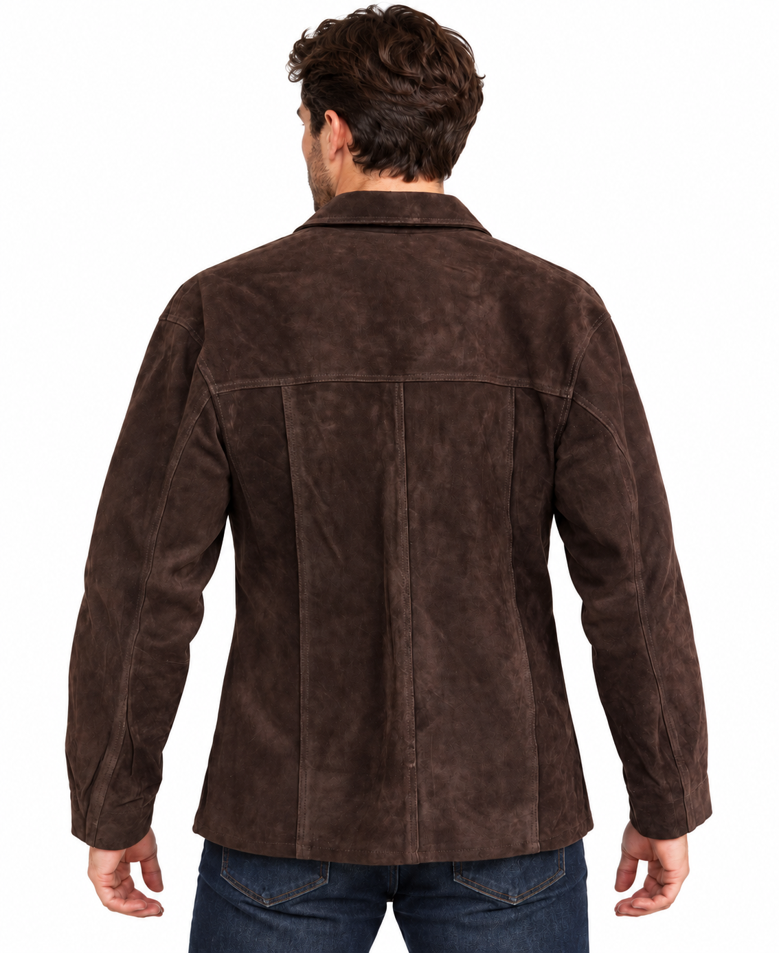 Men’s Brown Suede Leather Shirt Jacket – Button-Up - Image 2