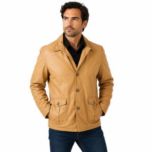Men’s Tan Genuine Washable Leather Jacket