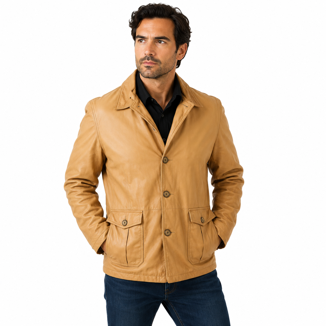 Men’s Tan Genuine Washable Leather Jacket